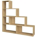 Iperbriko - Leiterregal Bücherregal 6 Eichenfächer 145x29xh.145 Cm