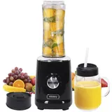 Niceey Mini Standmixer, Tragbarer Mixer Smoothie Maker, mit 2 To-Go Bechern, 600 ML Flasche, Entsafter, Mit 3 Geschwindigkeitsstufen für Smoothies und Sportgetränken- Schwarz