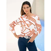Heine Druckbluse in weiß-orange-bedruckt | Gr.: 38