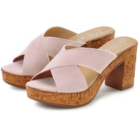 LASCANA Pantolette, aus Leder mit Blockabsatz, Gr. 39, pink, , 99974456-39