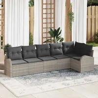 vidaXL Garten-Lounge-Set 6-tlg. hellgrau Polyrattan