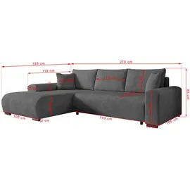 storez24 Eckcouch Polyester 3-Sitzer Grau
