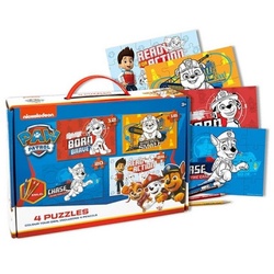 Toi-Toys Puzzle Paw Patrol Puzzlespiel im Koffer zum Ausmalen 4 Stück Puzzle, Puzzleteile