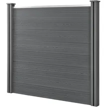 [neu.holz] Lamellenzaun 162 x 165 cm Grau/WPC