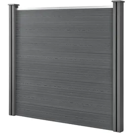 [neu.holz] Lamellenzaun 162 x 165 cm Grau/WPC