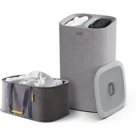 Joseph Joseph Laundry Set - Hold-All 35L Faltbarer Wäschesammler und Tota 60L Wäschekorb mit deckel mit 2 fächer abnehmbaren Taschen - Grau