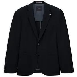 Bugatti Sakko "Jersey-Artikel", Herren, Gr. 58, schwarz (390, marine), 65% Polyester, 24% Viskose, 8% Polyamid, 3% Elasthan, unifarben, regular fit, Sakkos Sakko, mit Stretch Funktion