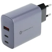 forcell F-Energy Ladegerät mit 2x USB C und USB A mit PD und Quick Charge 4.0 Laden - Schwarz