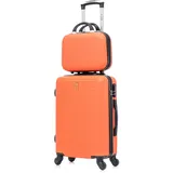 CELIMS - Handgepäck-Koffer mit Kosmetikkoffer 30 cm, zugelassen bei 100+ Fluggesellschaften | Kleiner Handgepäck-Koffer 55x40x20 | Orange