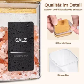 luxuskollektion 16 Glasgewürzdosen M.bambusdeckel 113ml+275 Etiketten
