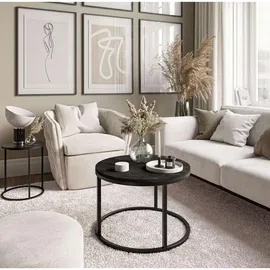 Lukmebel Couchtisch, CIRI, 60x60x42cm, rund, schwarz und dunkler Beton