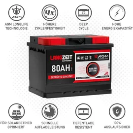 LANGZEIT Batterien AGM Batterie 80Ah 12V 1 St.