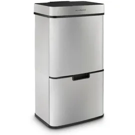 Les Collectors Sensormülleimer Gebürsteter Edelstahl N°1012, Fassungsvermögen 69L, 3 Fächer (47+11+11L), Automatische obere Öffnung, Infrarot-Erkennungssystem, Leise Schließung, Design
