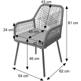 Mendler HWC-O12 Gartenstuhl 54 x 54 x 81 cm anthrazit 2 St.
