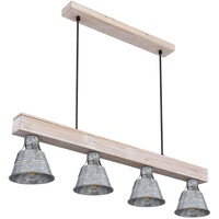 GLOBO Holzlampe Hängelampe Hängeleuchte Pendelleuchte Holzbalkenleuchte, 4 Flammig Landhaus