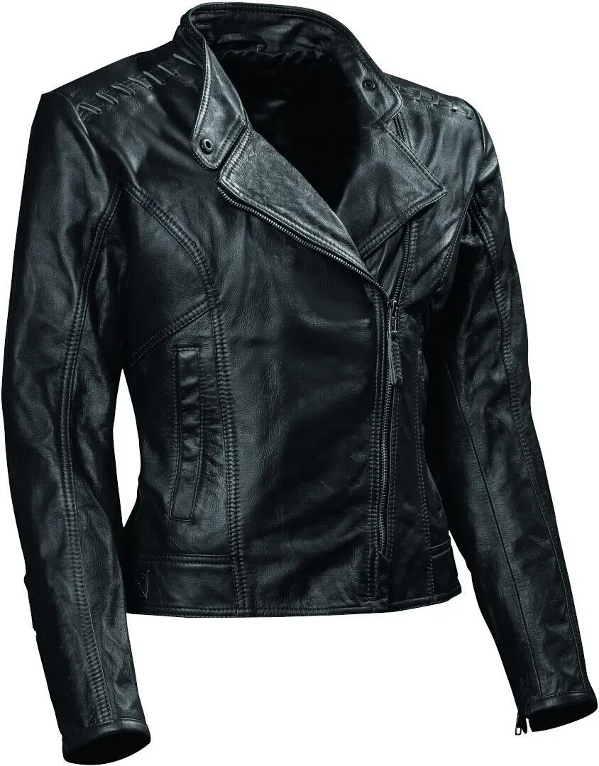 DIFI Rose Damen Motorrad Lederjacke, schwarz, Größe 36