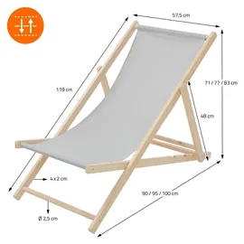 ECD Germany Sonnenliege 117 x 52 x 83 cm Hellgrau