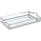 EGLO 427021 - Dekoratives Tablett zum Dekorieren mit Griff und Rand, Deko Serviertablett rechteckig aus Metall in Chrom und Spiegelglas,