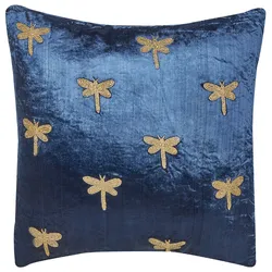 Dekokissen BLUESTEM Samtstoff 45 x 45 cm Marineblau Tiermuster