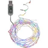 STAR LED Lichterkette 100er bunt Silberdraht USB 8 Funktionen Timer innen 456-52 - Bunt