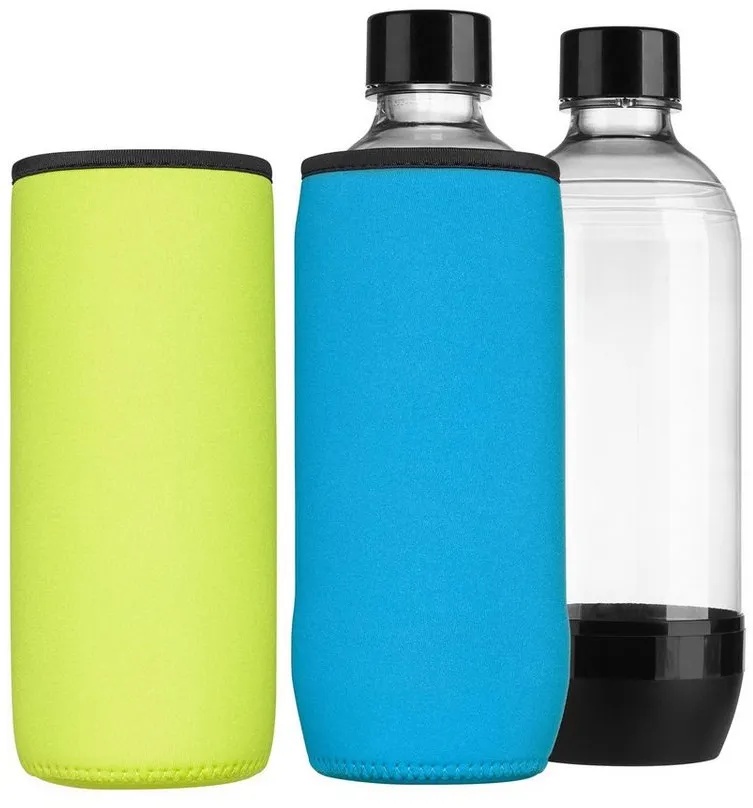 kwmobile Outdoor-Flaschenkühler 2x Schutzhülle für SodaStream Glasflasche, Neopren Hülle - Flaschen Kühler für Wasser Karaffe in Hellblau Gelb blau 20,00 cm x 1,90 cm