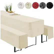 heimtexland Biertischhusse 3-teilig Beige 220 x 50 cm