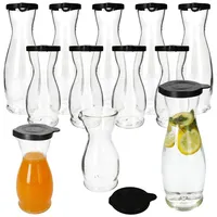 Mambocat 12x MIA MISURA Wein-Karaffe mit Deckel schwarz 0,5L & 1L geeicht Glas-Krug Saft,