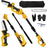 Akku Hochentaster Ast Profi-Astsäge kompatibel mit Dewalt 18V 20V (ohne Akkus), 2 IN 1 Mini 6 zoll Kettensäge Teleskop säge Elektro teleskopsäge Astsäge handkettensäge akkusäge Arbeitshöhe bis 4,5m