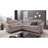 PLACES OF STYLE Ecksofa »Cardoso L-Form« Federkern, wahlweise mit Bett, Schubkasten, teilweise Relaxfunktion grau