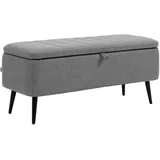 Sitzbank Mit Stauraum Polsterbank Mit Leinenoptik, Sitztruhe Mit Stahlbeine 102 X 40 X 44 Cm, Grau