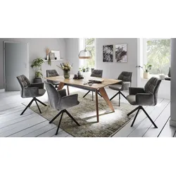 Essgruppe NIEHOFF SITZMÖBEL, grau (grau, schwarz), Drehfunktion, Sitzmöbel-Sets, Stuhl hat besondere Funktionen, alles aus Balkeneiche