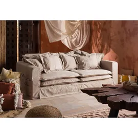 Massivmoebel24 Hussensofa Polyester 3-Sitzer Beige