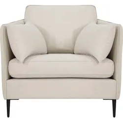Sessel LEONIQUE "Light", weiß, B:70cm H:83cm T:92cm, 100% Polyester, Sessel, inklusive loser Zierkissen, mit schmalen Armlehnen und Teleskopfüßen