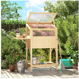 Outsunny Hochbeet mit Frühbeetaufsatz 104 x 50 x 120 cm Naturholz