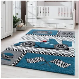 KADIMA DESIGN Spielteppich TASNA in Blau, mit Rennwagen-Motiv, 200 x 290 cm