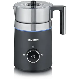 SEVERIN SPUMA 500 Induktions-Milchaufschäumer, Easy-Select-Drehregler, LED-Lichtring mit Statusanzeige, einfache Reinigung, Barista-Ausgusszotte, Edelstahl-gebürstet, schwarz, SM 3585