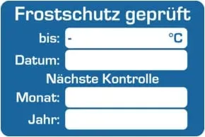 Eichner Kundendienstaufkleber, Text: Frostschutz