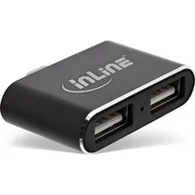 InLine Mini USB 2.0 Hub, USB Typ-C Stecker auf 2x USB A Buchse, schwarz