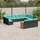 vidaXL Gartensofa-Set mit Kissen, schwarzes Polyrattan