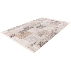 Teppich CALO-DELUXE "Miran 725" Gr. 2, bunt (silberfarben, grau), B:80cm H:12mm L:150cm, Kunstfaser, Teppiche, Fransenteppich, Vintage Design, mit Fransen, Wohnzimmer