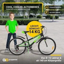 ACTIONBIKES MOTORS Actionbikes Kinderfahrrad Arrow 24 Zoll, Gangschaltung, V-Brake-Bremsen, verstellbar, Diamantrahmen