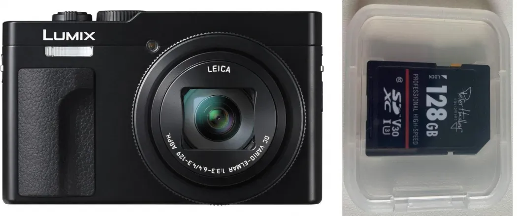 Panasonic Lumix DC-TZ99 schwarz + Peter Hadley 128GB UHS-I SDXC-Karte