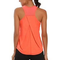 Aeuui Workout-Tops für Damen, Netzstoff, Racerback, Tank, Yoga, Sportkleidung - Orange - Mittel - M