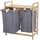 Mendler Wäschesammler HWC-B83, Laundry Wäschesortierer Wäschekorb Wäschebehälter, Bambus 2 Fächer 74x64x33cm 70l ~ dunkelgrau