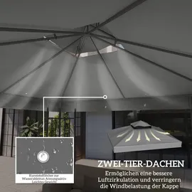 Outsunny Ersatzdach 300 x 3 m Dunkelgrau