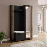 WFL GROUP Linaro Sitzbank 137x42x207 cm Schwarz