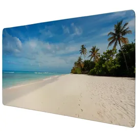 speecheese Tropische Schreibtischunterlage 69x31cm XXL Mauspad mit Strand und Palmen schöne Tischunterlage für Office und Home