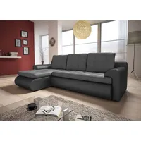 Ecksofa Santi II mit schmutzabweisender Stoff - Polsterecke L-Form, Schlafsofa mit Bettkasten, Sofa mit Schlaffunktion, Couch (Grau + Grau (Madryt ... - Grau