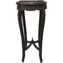 Casa Padrino Barock XL Beistelltisch mit Marmorplatte Rund Braun/Schwarz 91 x 41 cm Antik Stil