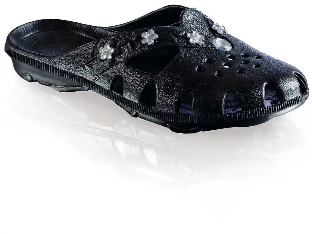 Badepantolette FASHY, Damen, Gr. 36, schwarz, Gummi, Basic, Schuhe Badeschuh Clog